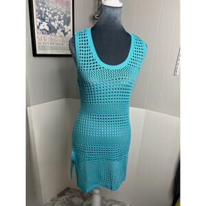 Womens Fairy Season Size Small Teal Crochet Swim Cover Up